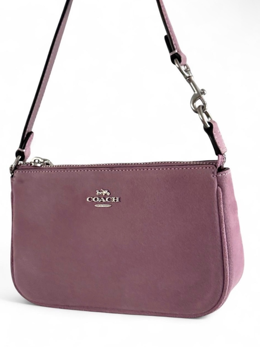 Coach purple suede shoulder purse